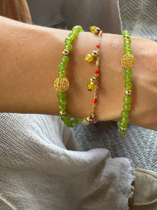 Peridot and Gold Beaded Bracelet