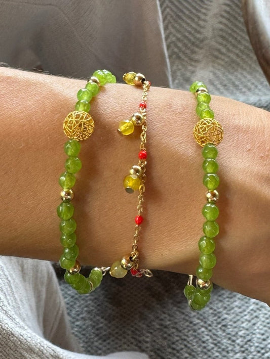 Peridot and Gold Beaded Bracelet