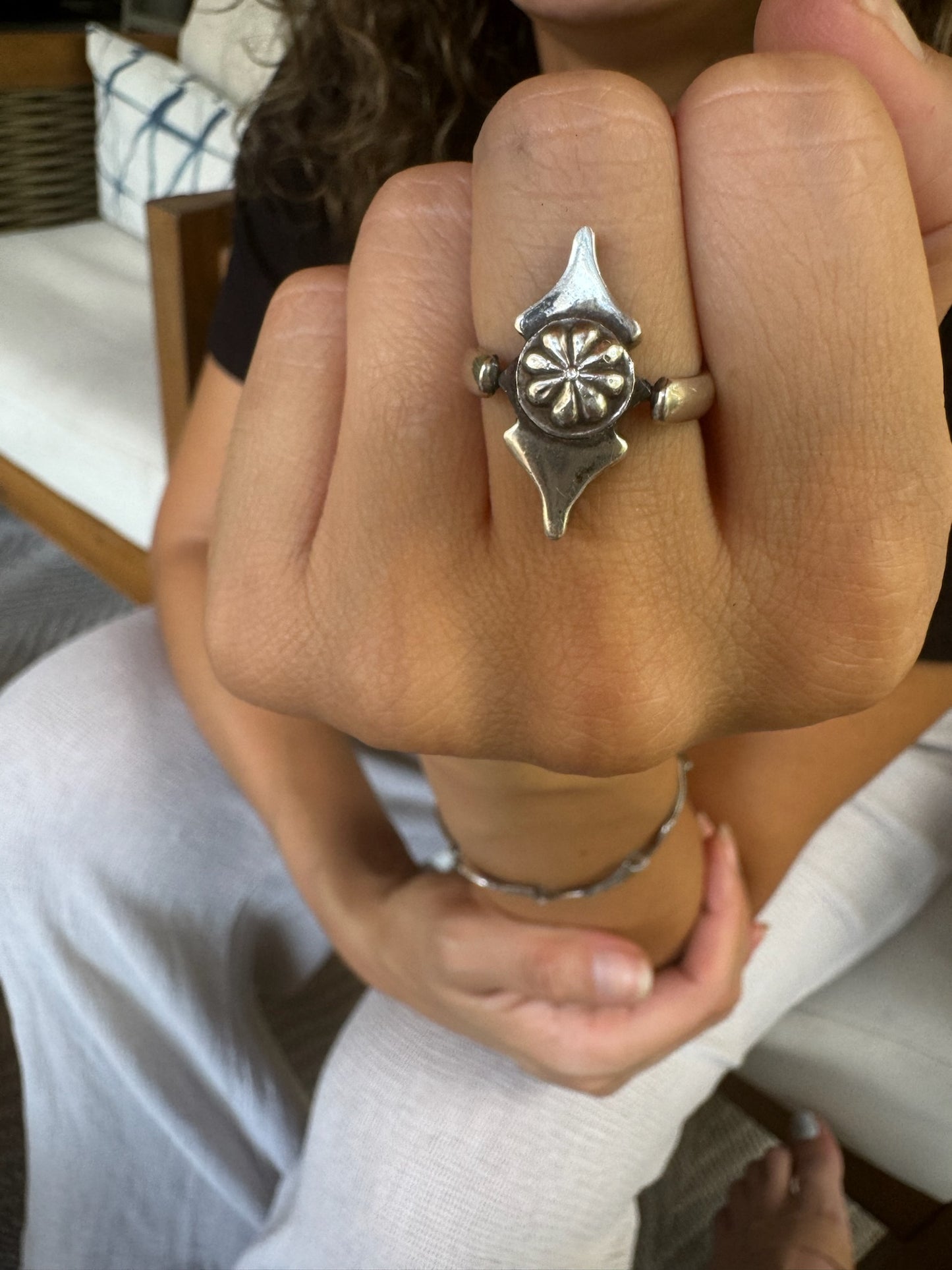 Vintage North/South Flower Ring