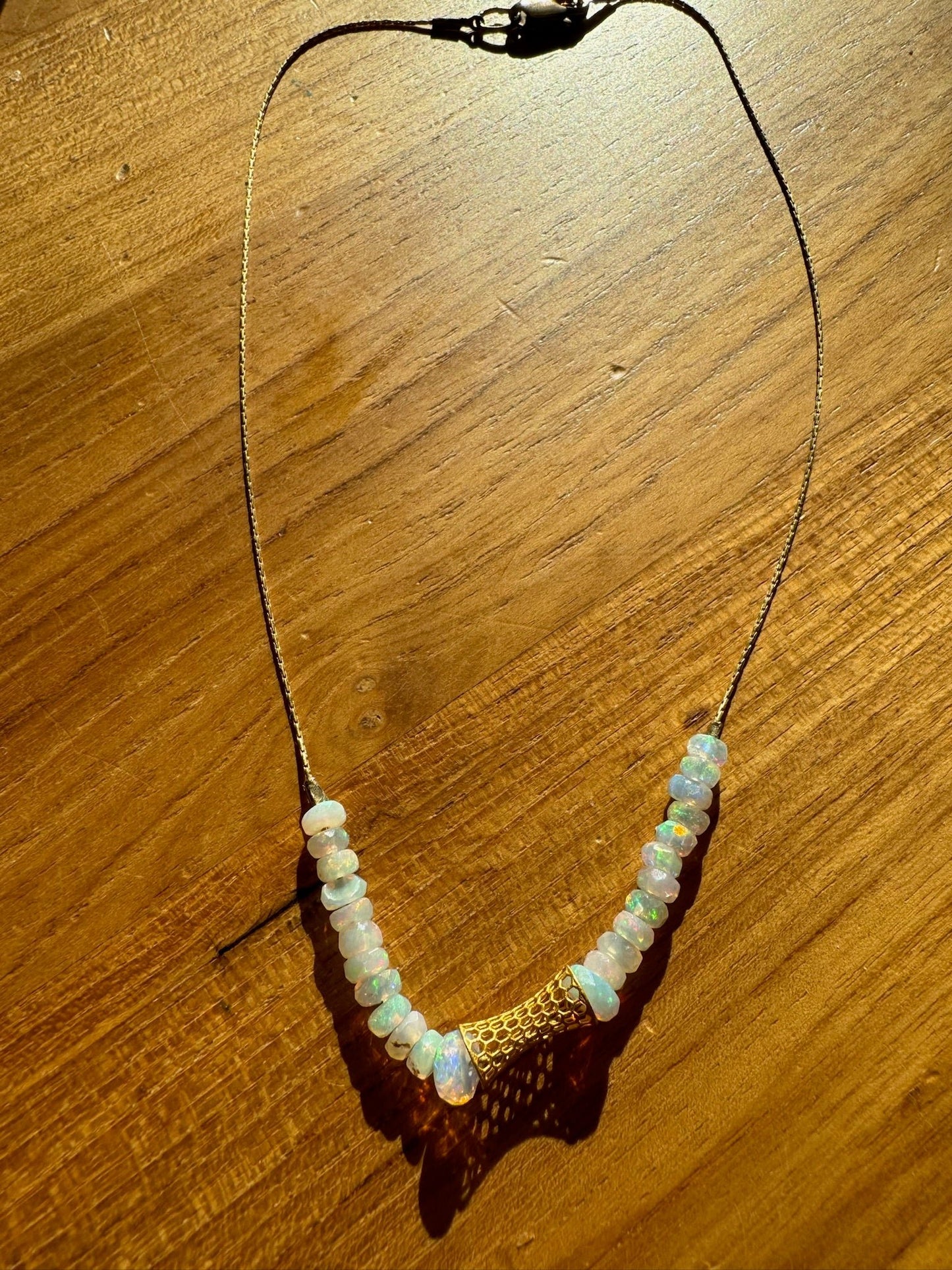 Moonstone and Gold Bead Necklace