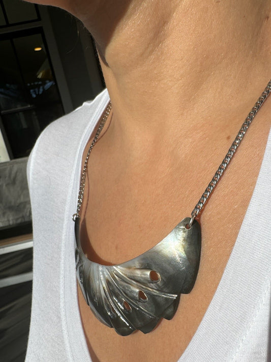 Silver Mother of Pearl Shell Necklace