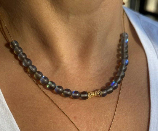 Blue Opal Bead Necklace