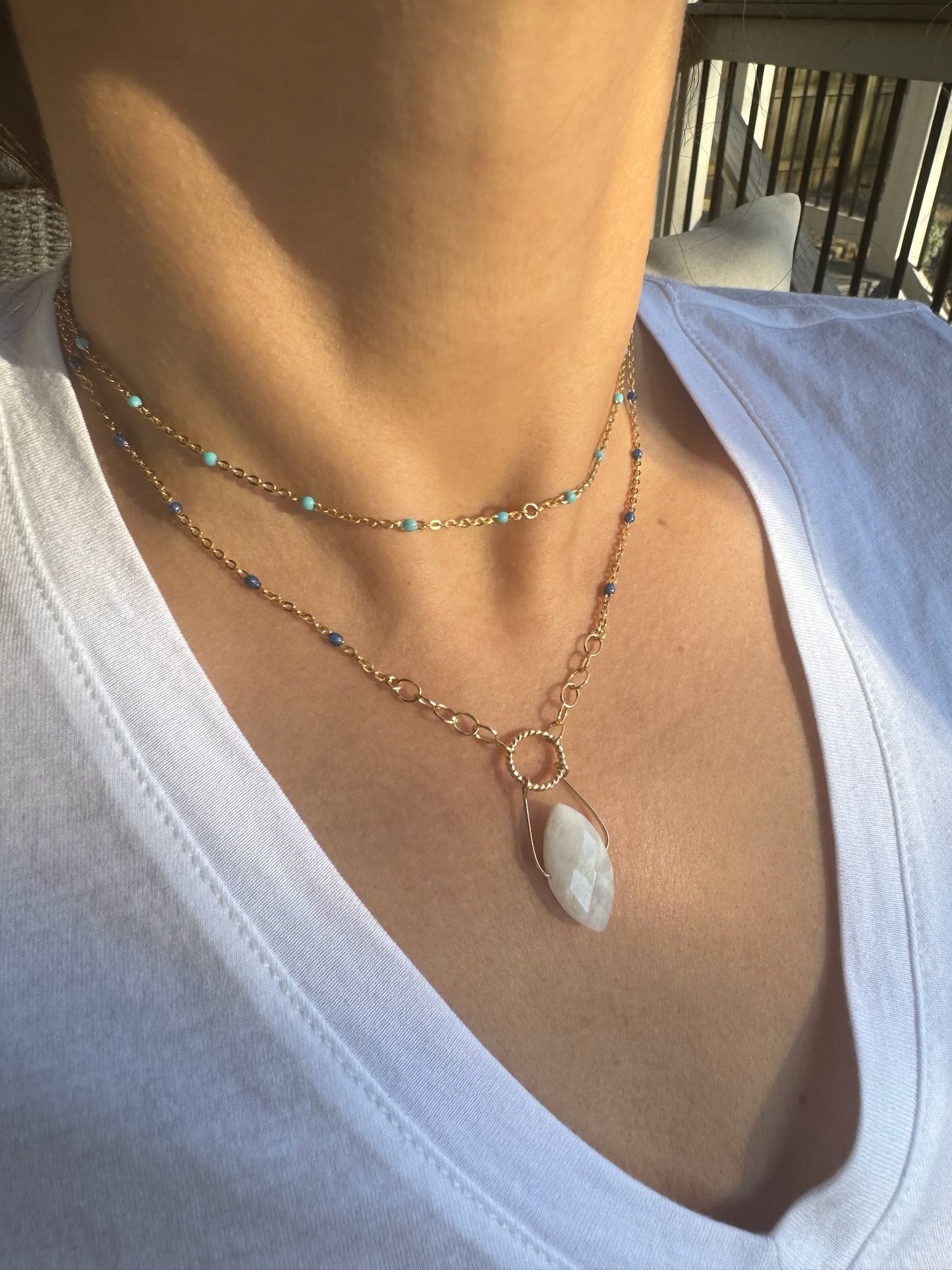 White Moonstone Pendant Necklace